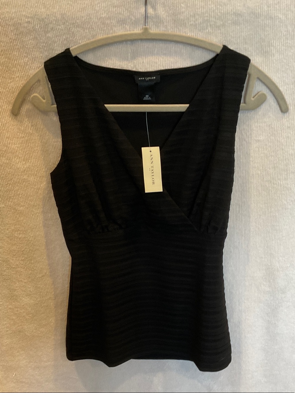 Ann Taylor Black Sleeveless Faux-Wrap Mini Dress
